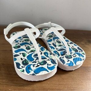 Kids Whale Print Sandals - White and Blue